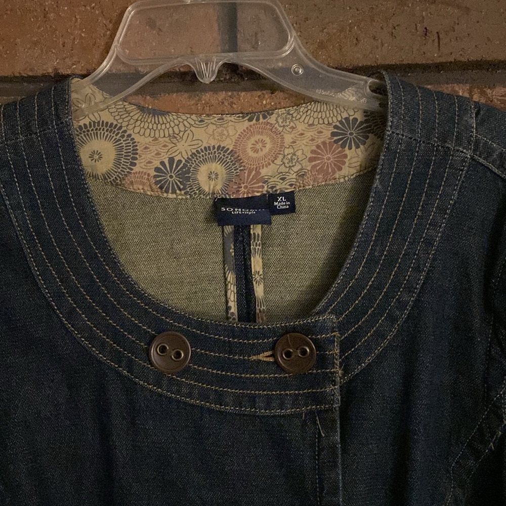 Sonoma XL Double Breasted Denim Jacket Dark Wash Belted Back Womens - Picture 5 of 11